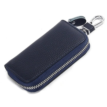 FQ519 Car Key Storage Bag Top Layer Cowhide Leather Keys Protective Case
