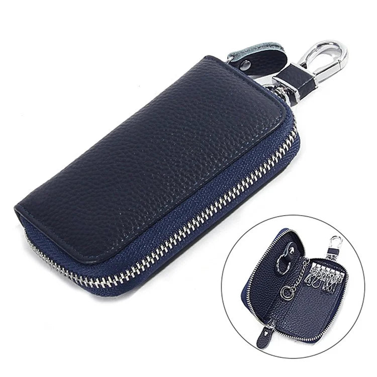FQ519 Car Key Storage Bag Top Layer Cowhide Leather Keys Protective Case