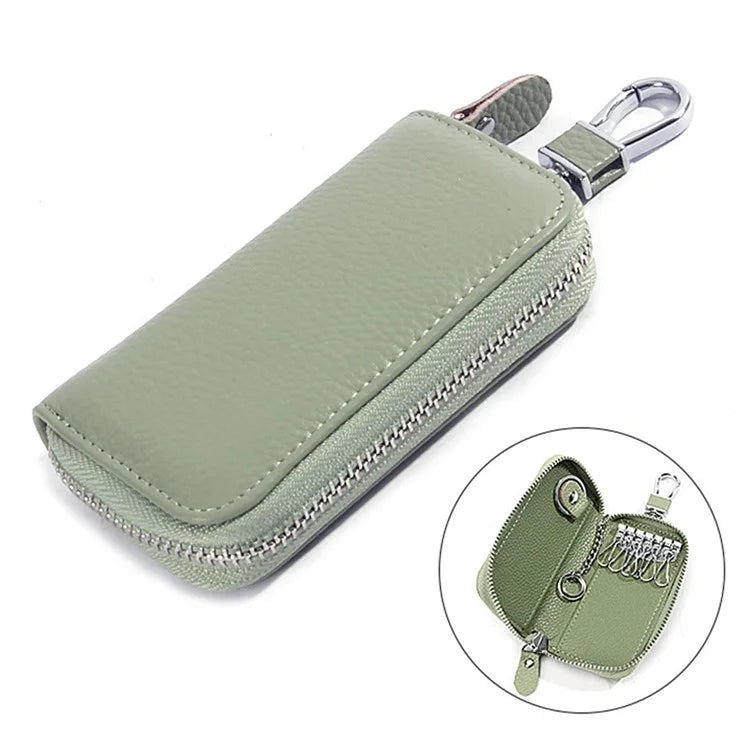 FQ519 Car Key Storage Bag Top Layer Cowhide Leather Keys Protective Case