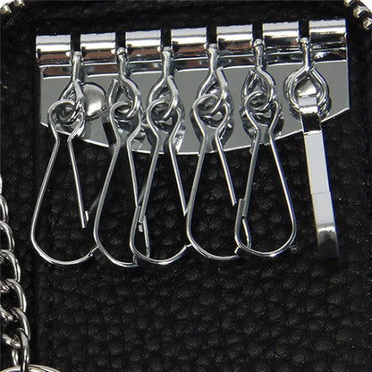 FQ519 Car Key Storage Bag Top Layer Cowhide Leather Keys Protective Case