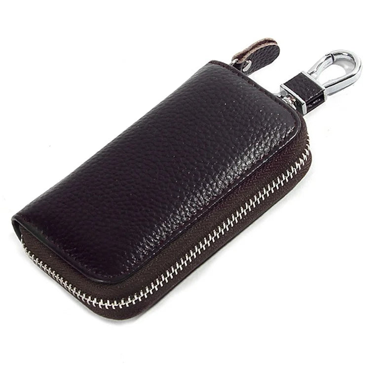 FQ519 Car Key Storage Bag Top Layer Cowhide Leather Keys Protective Case