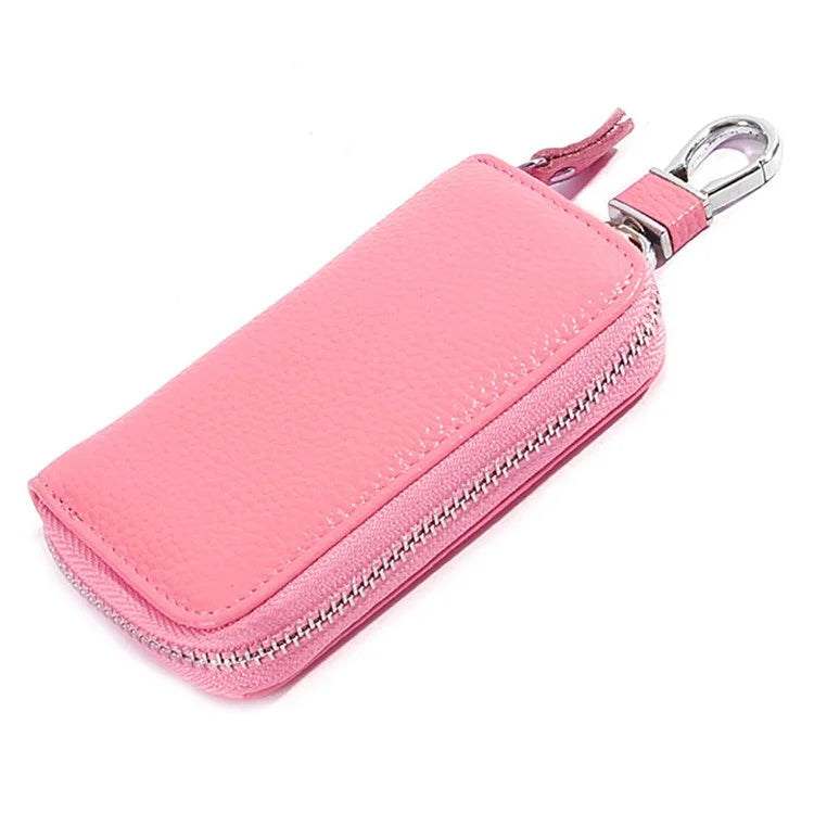 FQ519 Car Key Storage Bag Top Layer Cowhide Leather Keys Protective Case