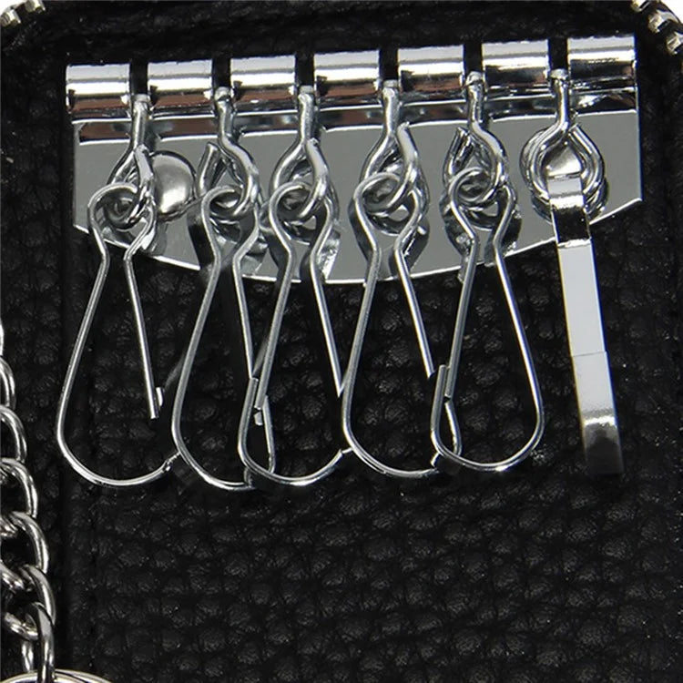 FQ519 Car Key Storage Bag Top Layer Cowhide Leather Keys Protective Case