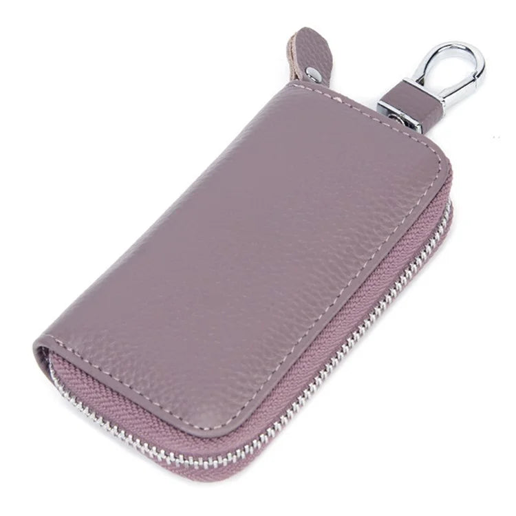FQ519 Car Key Storage Bag Top Layer Cowhide Leather Keys Protective Case