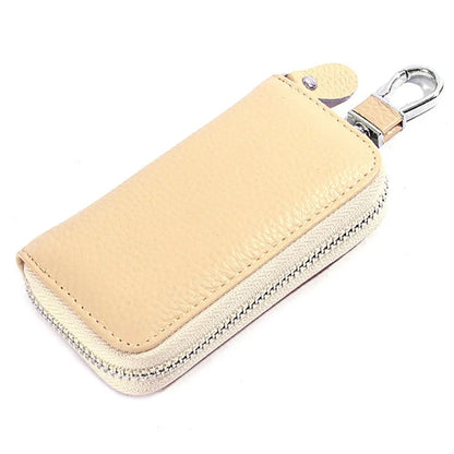 FQ519 Car Key Storage Bag Top Layer Cowhide Leather Keys Protective Case