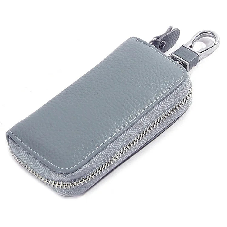 FQ519 Car Key Storage Bag Top Layer Cowhide Leather Keys Protective Case