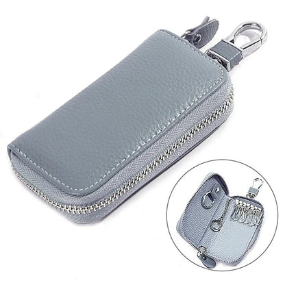 FQ519 Car Key Storage Bag Top Layer Cowhide Leather Keys Protective Case