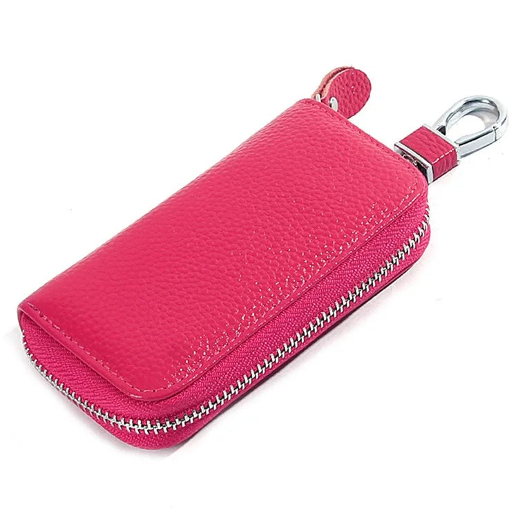 FQ519 Car Key Storage Bag Top Layer Cowhide Leather Keys Protective Case