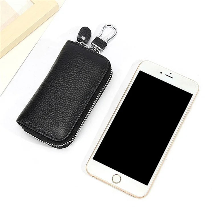 FQ519 Car Key Storage Bag Top Layer Cowhide Leather Keys Protective Case