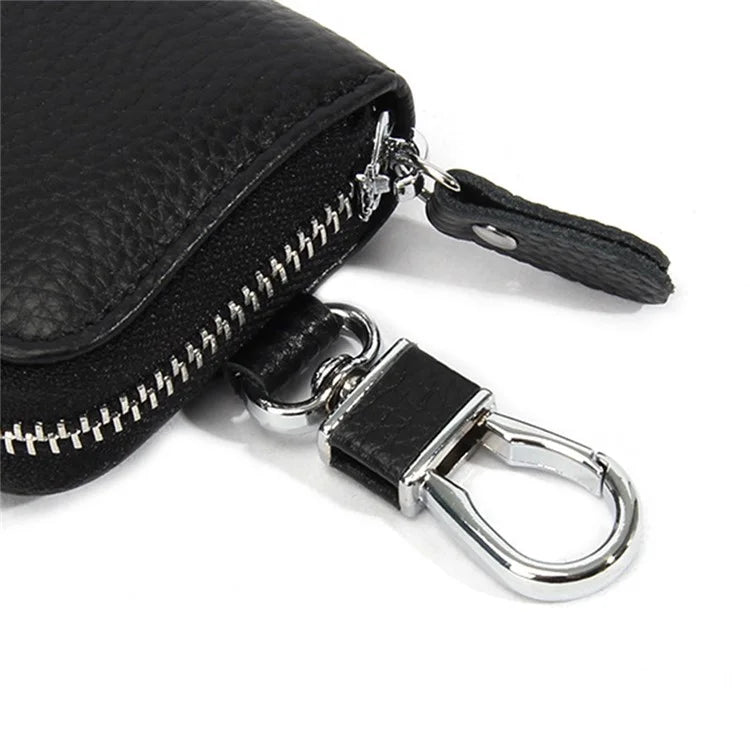 FQ519 Car Key Storage Bag Top Layer Cowhide Leather Keys Protective Case