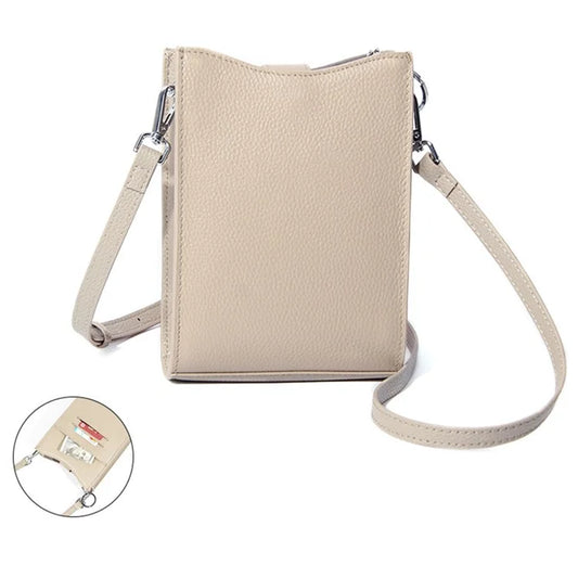 0013 First Layer Cowhide Women Crossbody Bag Phone Cards Holder Crossbody Bag
