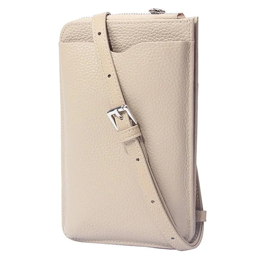 0018 Crossbody Phone Carrying Pouch Shoulder Bag Top-Layer Cowhide Leather Wallet Card Holder Bag