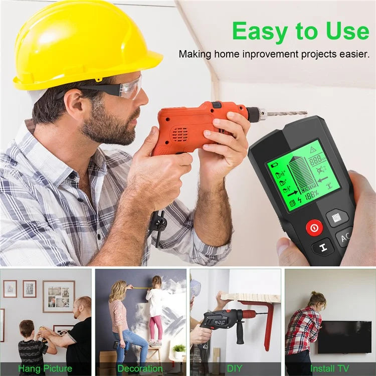 HW-QB5 5-in-1 Wall Detector with Digital Display Electronic Stud Finder Wall Scanner for Wood, Metal, AC