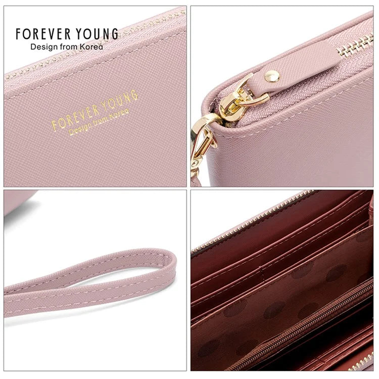 FOREVER YOUNG C7575-10 Women's Wristlet Clutch Purse Long Wallet PU Leather Cell Phone Pouch Bag