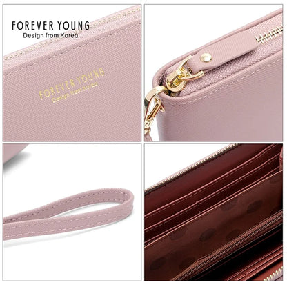 FOREVER YOUNG C7575-10 Women's Wristlet Clutch Purse Long Wallet PU Leather Cell Phone Pouch Bag