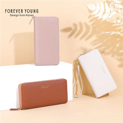 FOREVER YOUNG C7575-10 Women's Wristlet Clutch Purse Long Wallet PU Leather Cell Phone Pouch Bag