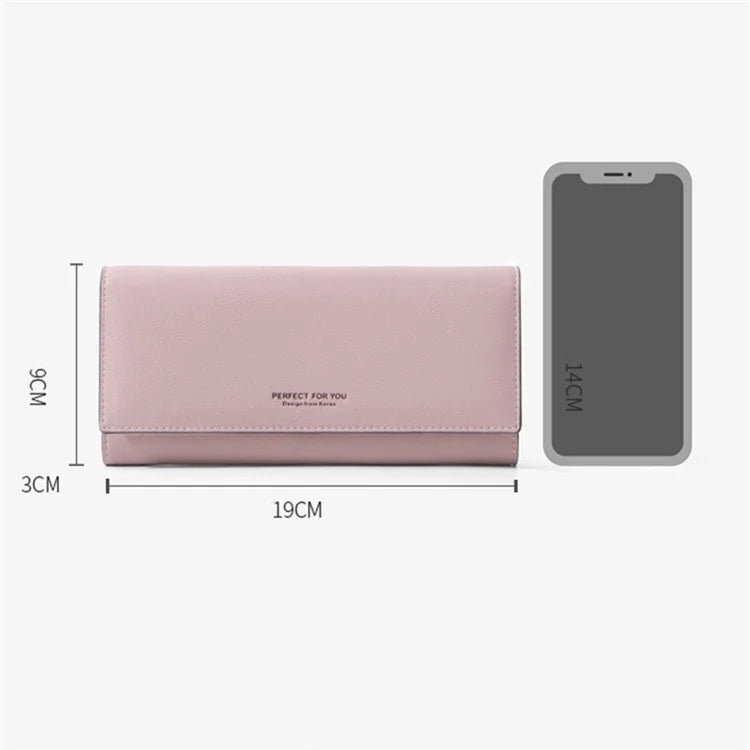 PERFECT FOR YOU G6933-001 Card Holder Long Purse PU Leather Women Wallet Cellphone Holder Clutch