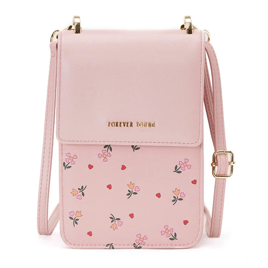 FOREVER YOUNG 6318-004 Women Flower Pattern Cellphone Pouch Small Crossbody Bag