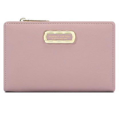 PERFECT FOR YOU 6329-001 Solid Color PU Leather Women Short Wallet Clutch Bag