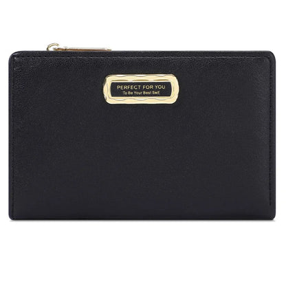 PERFECT FOR YOU 6329-001 Solid Color PU Leather Women Short Wallet Clutch Bag