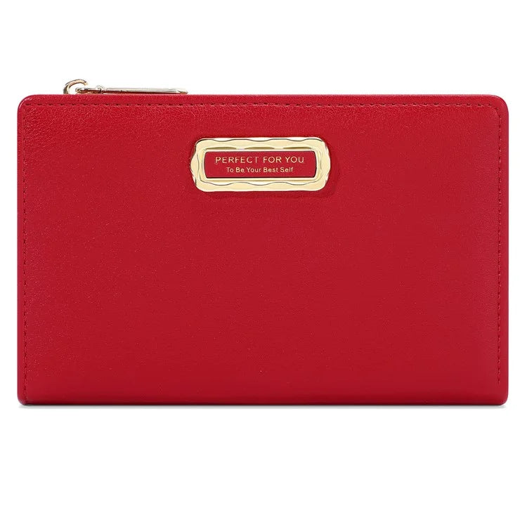 PERFECT FOR YOU 6329-001 Solid Color PU Leather Women Short Wallet Clutch Bag