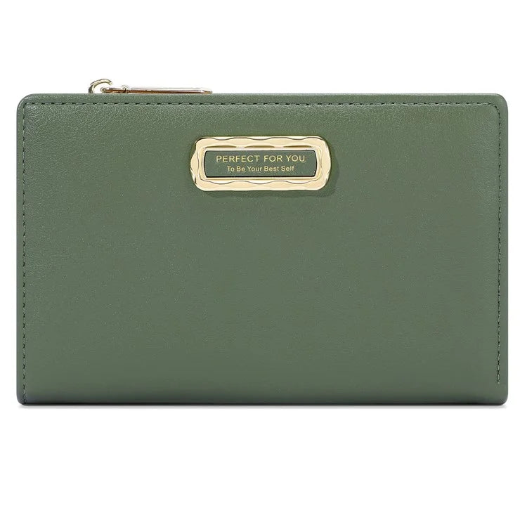 PERFECT FOR YOU 6329-001 Solid Color PU Leather Women Short Wallet Clutch Bag