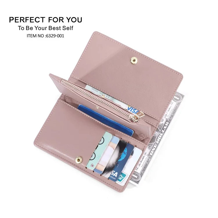 PERFECT FOR YOU 6329-001 Solid Color PU Leather Women Short Wallet Clutch Bag