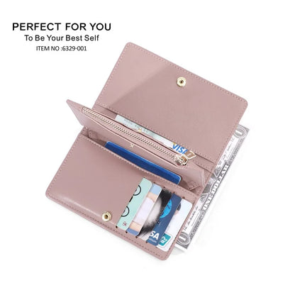 PERFECT FOR YOU 6329-001 Solid Color PU Leather Women Short Wallet Clutch Bag