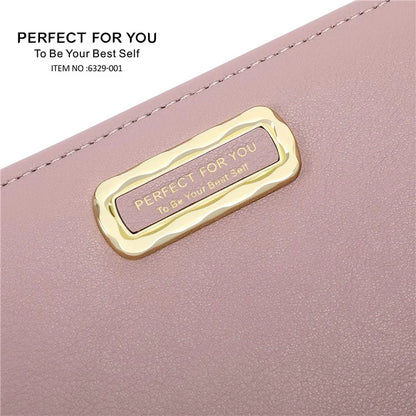 PERFECT FOR YOU 6329-001 Solid Color PU Leather Women Short Wallet Clutch Bag