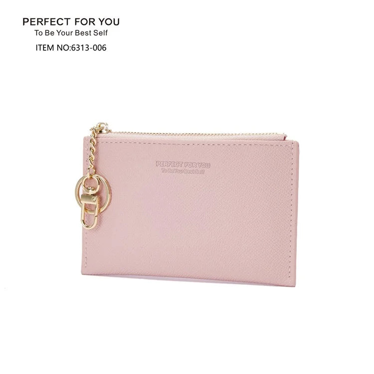 PERFECT FOR YOU 6313-006 PU Leather Women Small Wallet Card Holder Zipper Coin Purse