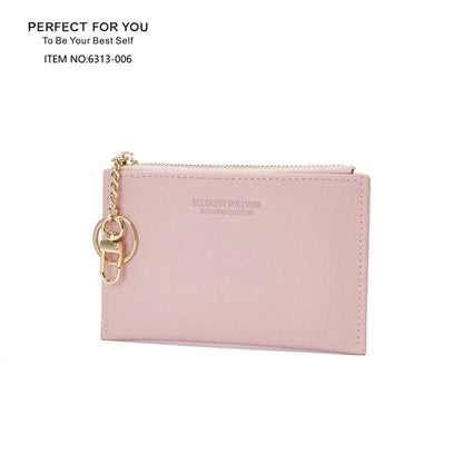 PERFECT FOR YOU 6313-006 PU Leather Women Small Wallet Card Holder Zipper Coin Purse