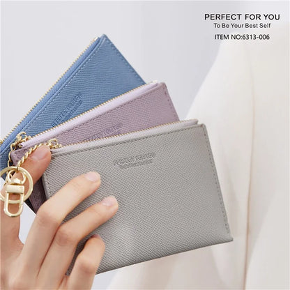 PERFECT FOR YOU 6313-006 PU Leather Women Small Wallet Card Holder Zipper Coin Purse