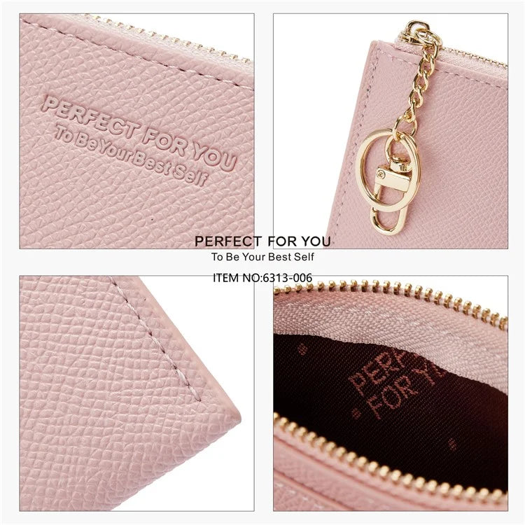 PERFECT FOR YOU 6313-006 PU Leather Women Small Wallet Card Holder Zipper Coin Purse