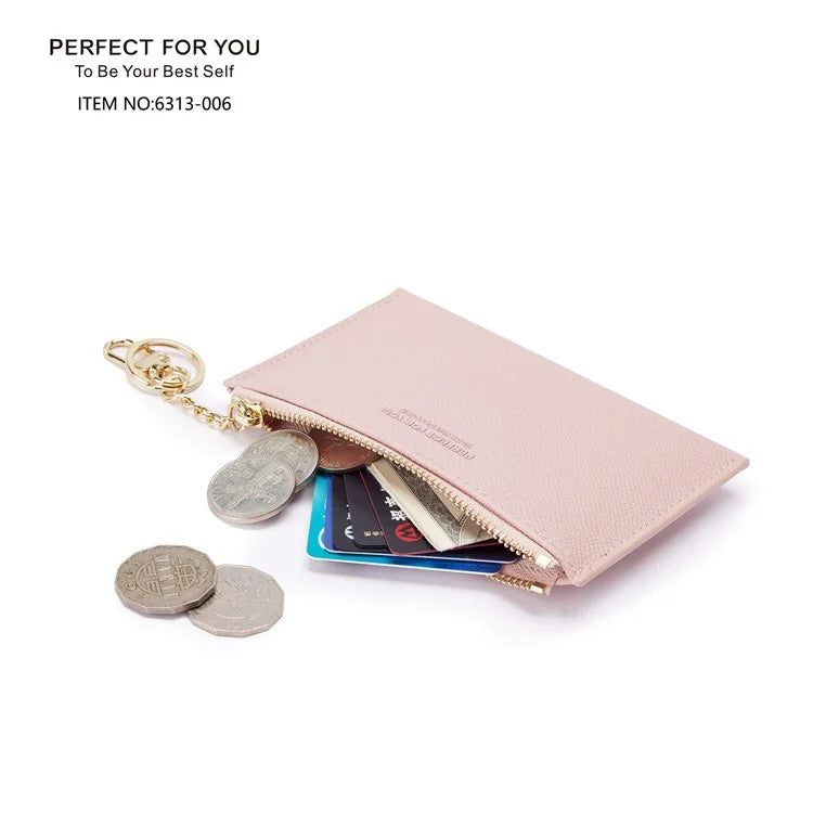 PERFECT FOR YOU 6313-006 PU Leather Women Small Wallet Card Holder Zipper Coin Purse