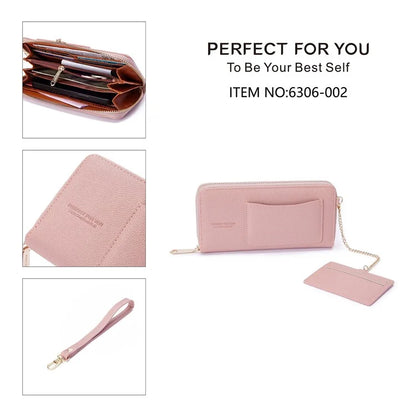 PERFECT FOR YOU 6306-002 Women Organ Long Purse PU Leather Cellphone Clutch with Separate Card Holder
