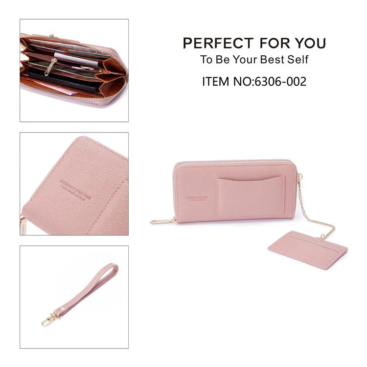 PERFECT FOR YOU 6306-002 Women Organ Long Purse PU Leather Cellphone Clutch with Separate Card Holder