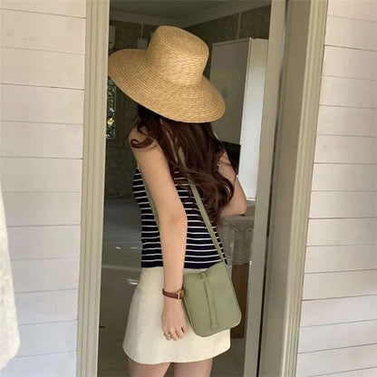 Stylish Casual PU Leather Women Crossbody Bag Phone Carrying Small Bucket Bag
