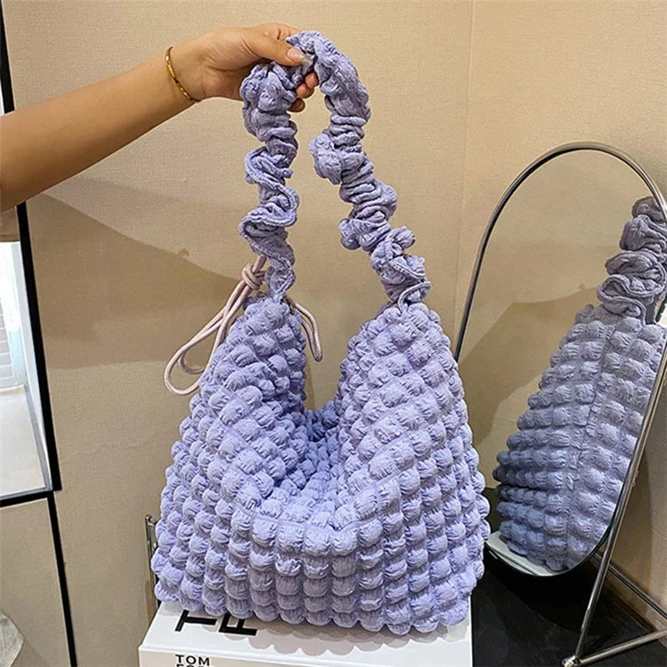 Bubble Cloud Shape Polyester Crumple Shoulder Crossbody Bag Shopping Handbag Daypack