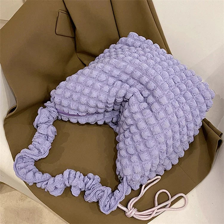Bubble Cloud Shape Polyester Crumple Shoulder Crossbody Bag Shopping Handbag Daypack