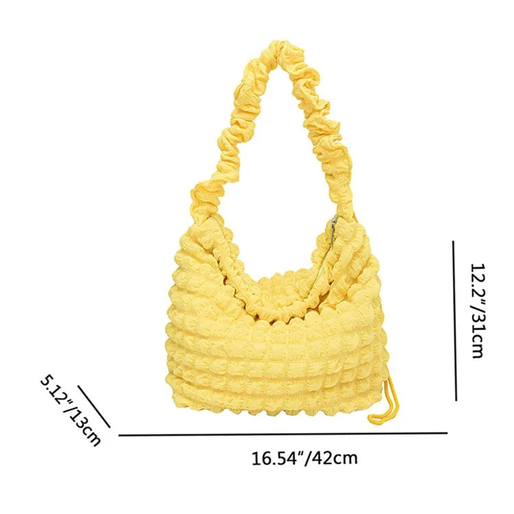 Bubble Cloud Shape Polyester Crumple Shoulder Crossbody Bag Shopping Handbag Daypack