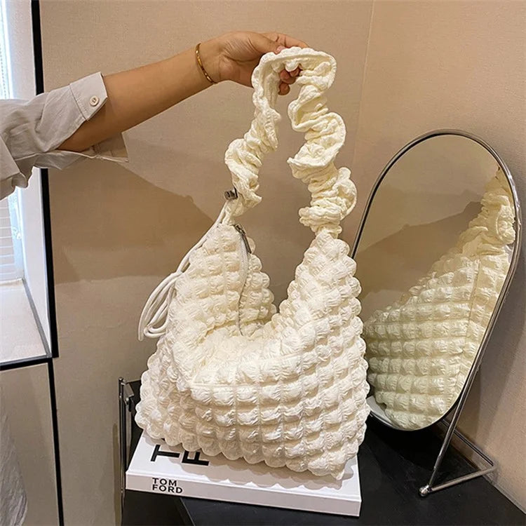 Bubble Cloud Shape Polyester Crumple Shoulder Crossbody Bag Shopping Handbag Daypack