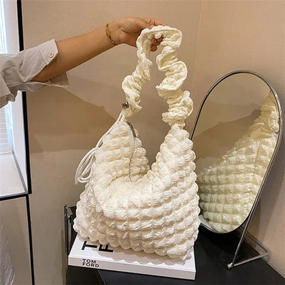 Bubble Cloud Shape Polyester Crumple Shoulder Crossbody Bag Shopping Handbag Daypack