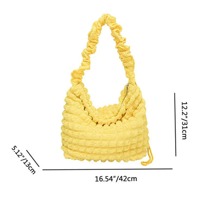 Bubble Cloud Shape Polyester Crumple Shoulder Crossbody Bag Shopping Handbag Daypack