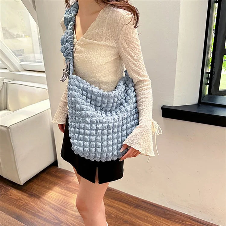 Bubble Cloud Shape Polyester Crumple Shoulder Crossbody Bag Shopping Handbag Daypack