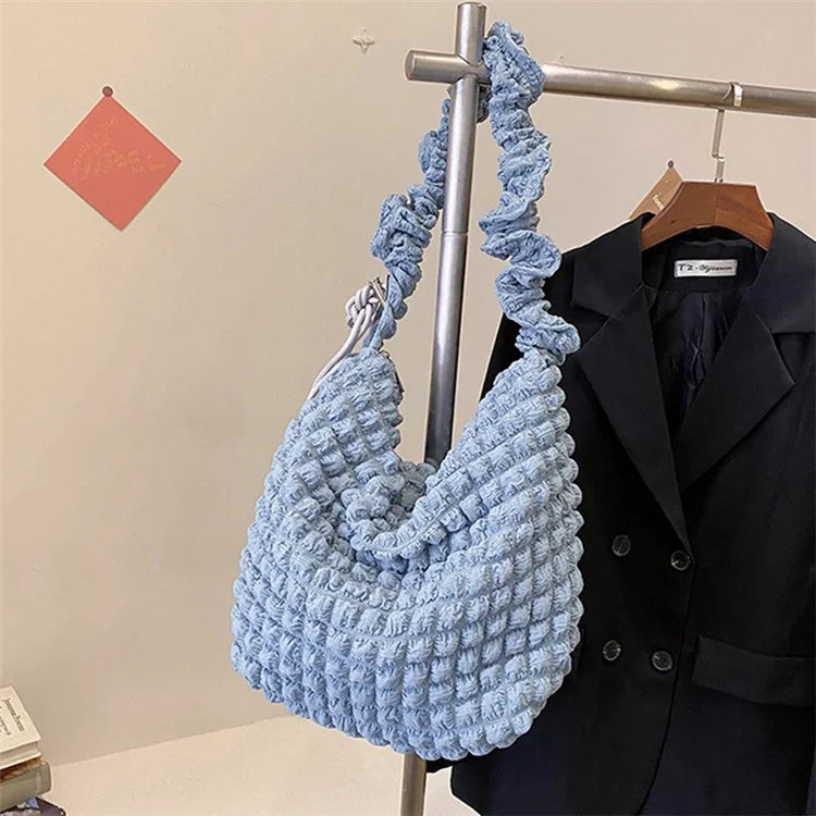 Bubble Cloud Shape Polyester Crumple Shoulder Crossbody Bag Shopping Handbag Daypack
