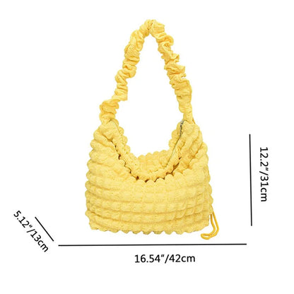 Bubble Cloud Shape Polyester Crumple Shoulder Crossbody Bag Shopping Handbag Daypack