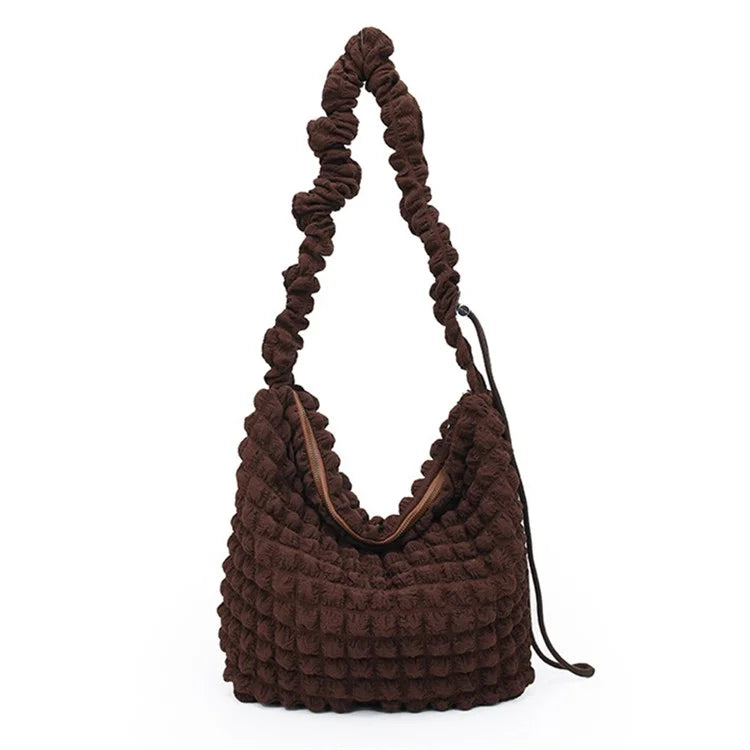 Bubble Cloud Shape Polyester Crumple Shoulder Crossbody Bag Shopping Handbag Daypack