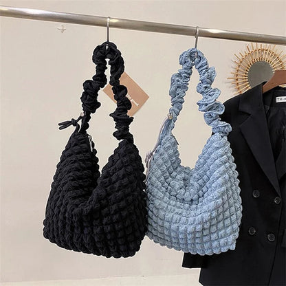 Bubble Cloud Shape Polyester Crumple Shoulder Crossbody Bag Shopping Handbag Daypack