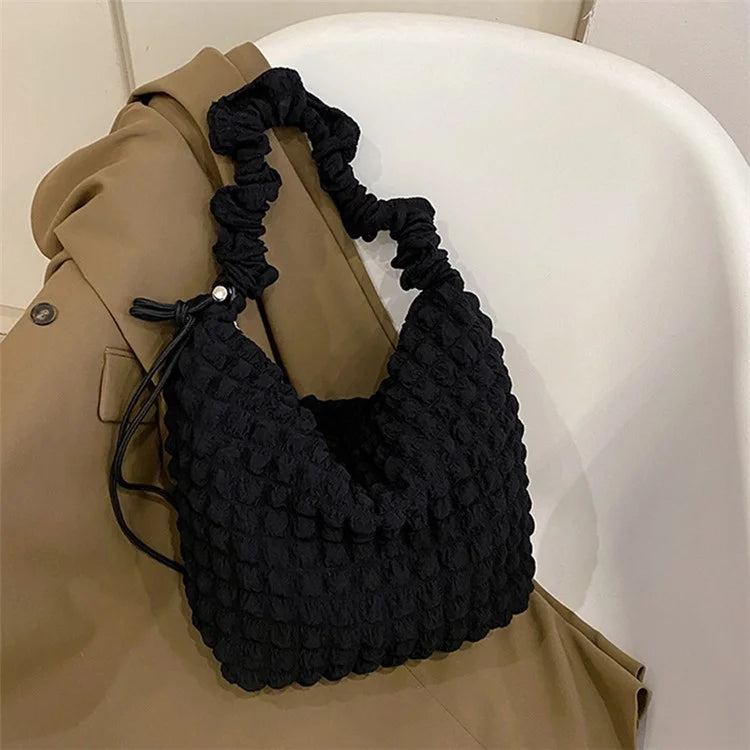 Bubble Cloud Shape Polyester Crumple Shoulder Crossbody Bag Shopping Handbag Daypack