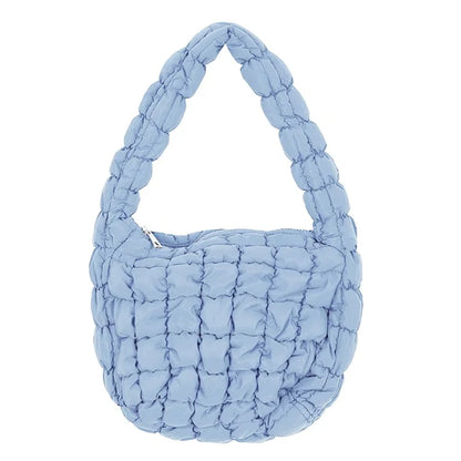 Large Capacity Polyester Pleated Design Women Handbag Stylish Single Shoulder Bag